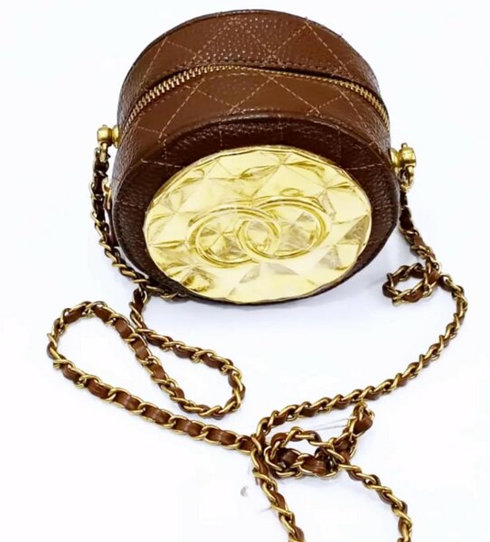 Clutch bag round, brown