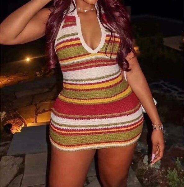 Robe en crochet colorée chic