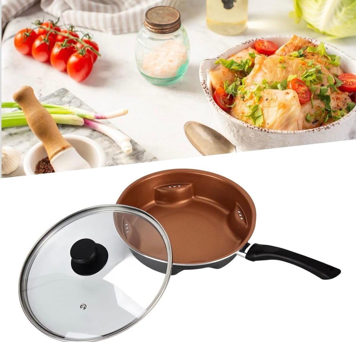 Poèle en Aluminium Résistant aux Rayures avec Poignée Amovib