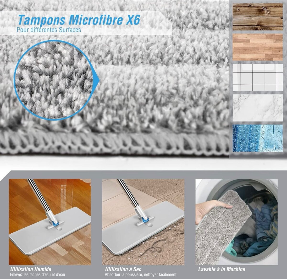 Serpillère avec Fonction Essorage, Balai Plat à essorage int