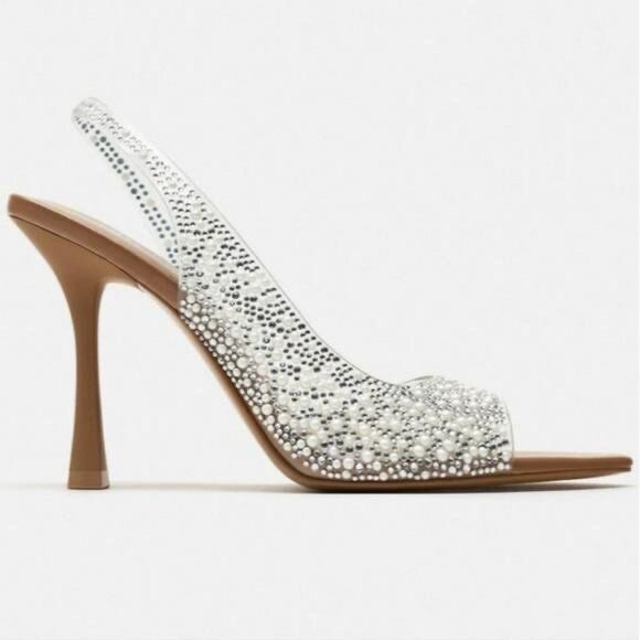 ZARA PEARL VINYL SANDALS