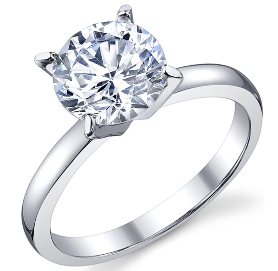 2 Carat Round Brilliant Cubic Zirconia CZ Sterling Silver 92