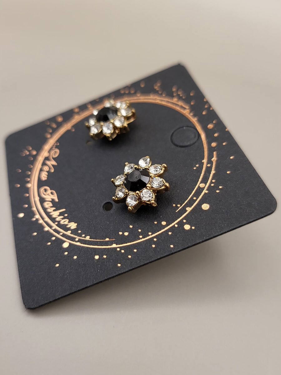 Golden black stud earrings