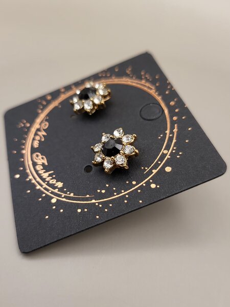 Golden black stud earrings