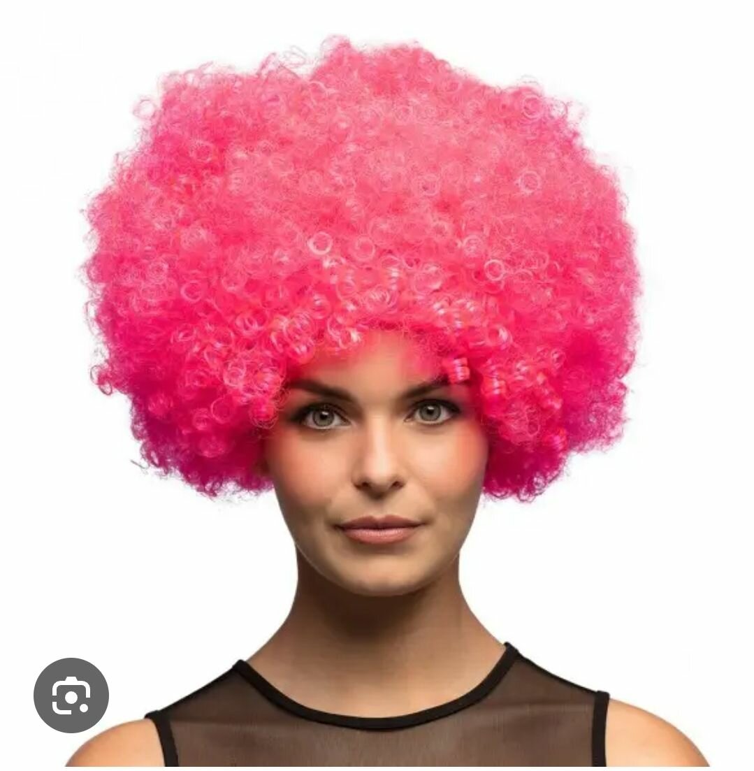 Perruque afro rose fluo