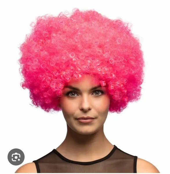 Perruque afro rose fluo