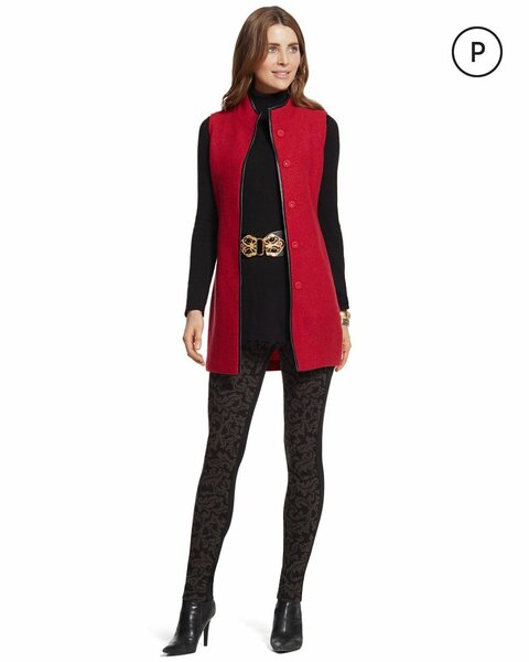 CHICO'S Regal Damask Pieced Ponte Thick Fabric Leggings