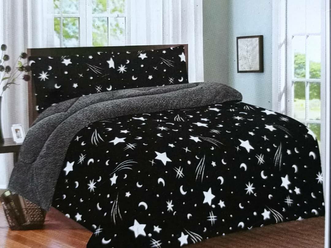 black and stars bedding set