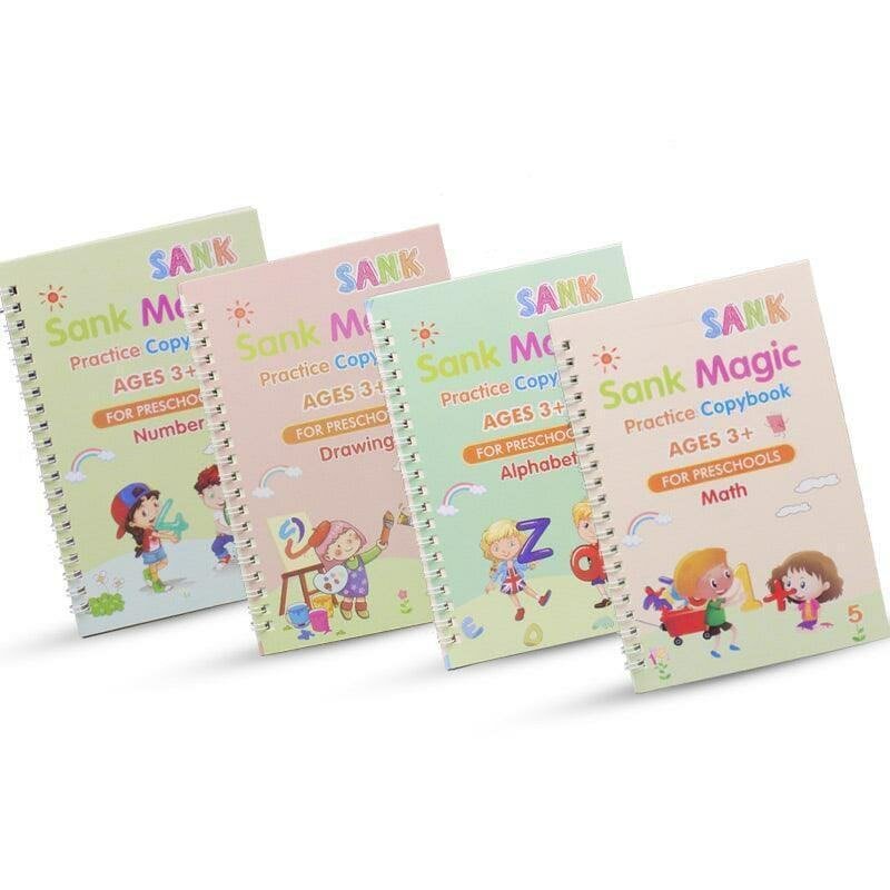 Kids 4 pcs magic books with one pen and 10 refill