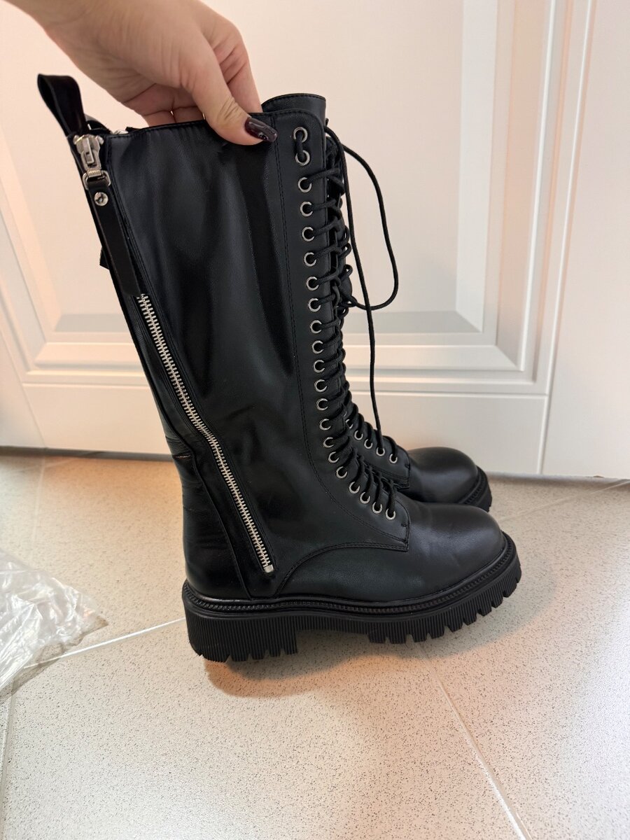 Зимние сапоги ботфорты турция кожа натуралка