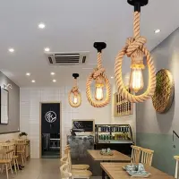 Decorative hanging String / Rope Holder lamp rustic rope hanging pendant holder decorative hanging light vintage retro ceiling light beige color meter decorative hanging lights