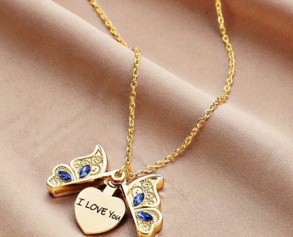 1 PC Fashion Classic Openable Butterfly Pendant Necklace Set