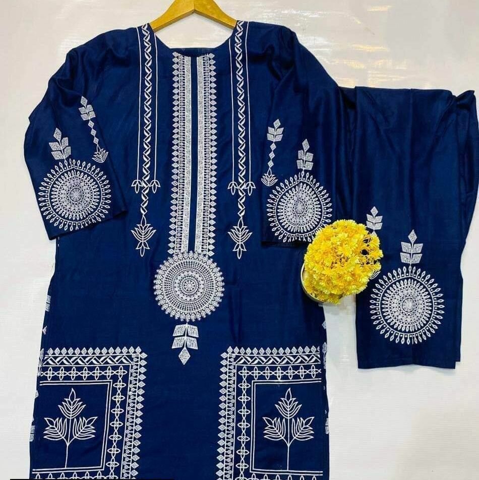 2 PCs block print women suit