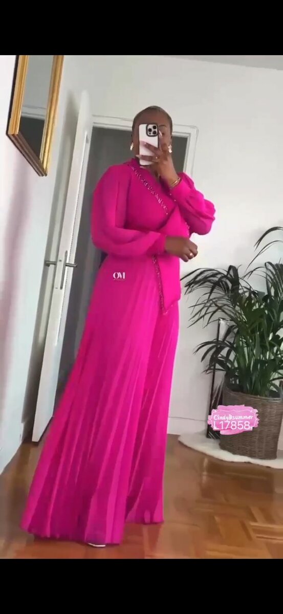 Combi Élégante Fuchsia Plissée