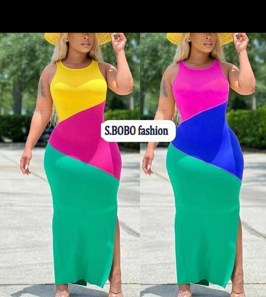 Robe longue multicolore