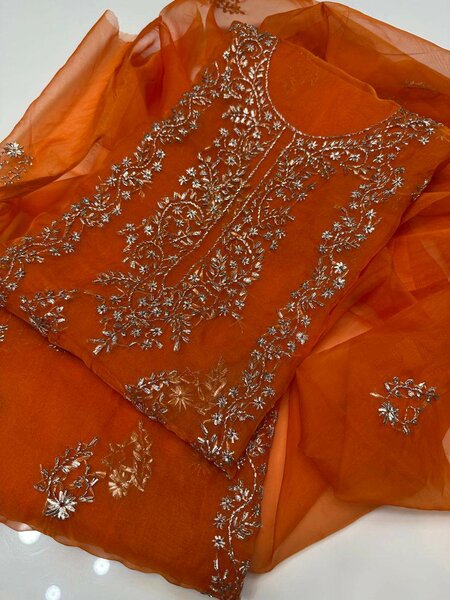 Organza gotta shirt& duppata