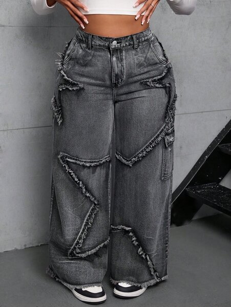 Jean large déchiré tendance