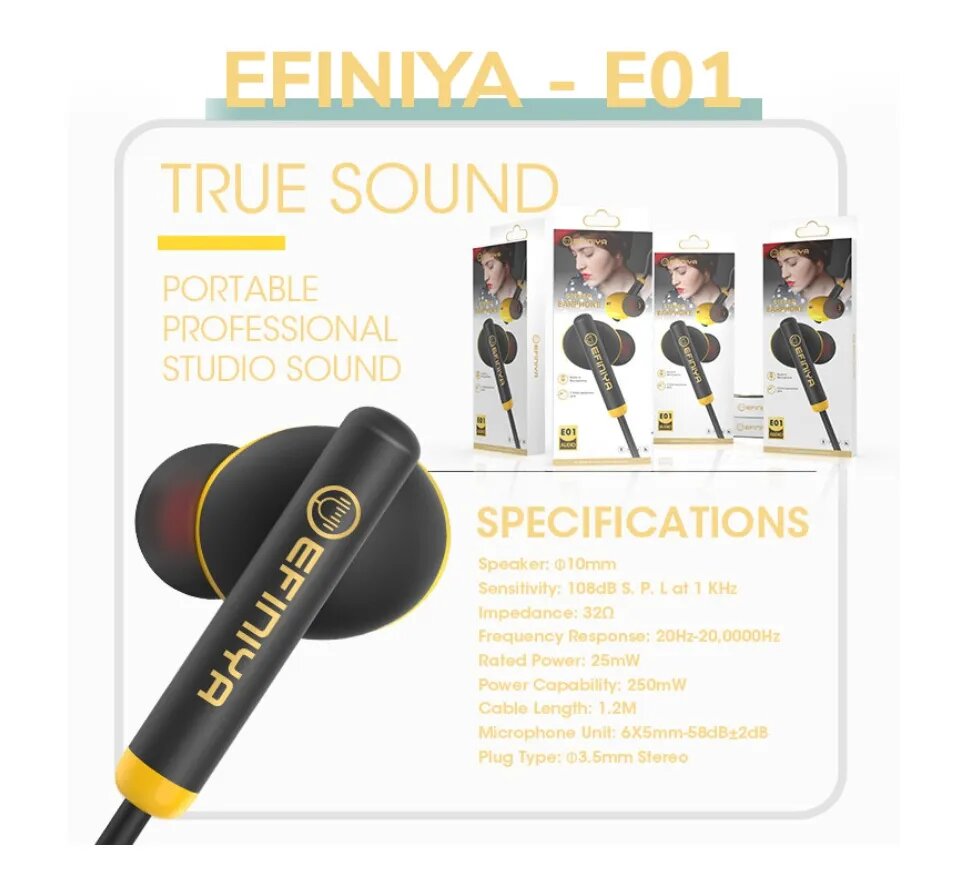 Ecouteurs EFINIYA E01 Original Audio pour la musique