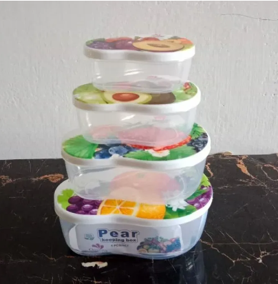 (4 in 1) Square Small (300ml 250ml 200ml 150 ml) Fresh Keeping Jars Small boxes Tiffin Boxes Food Container Food Storage Jars Multipurpose