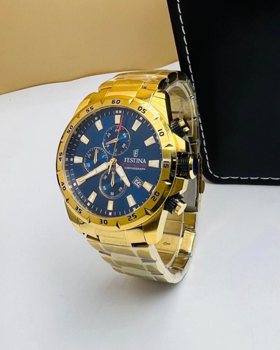 Montre Chronographe Homme Dorée