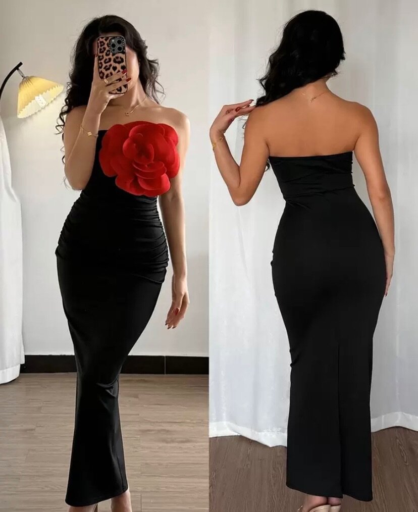 Robe longue chic avec fleur