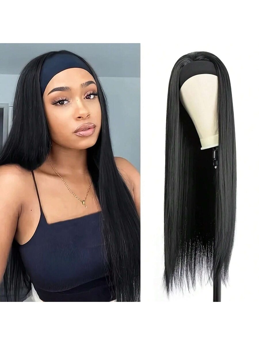 Perruque longue avec bandeau