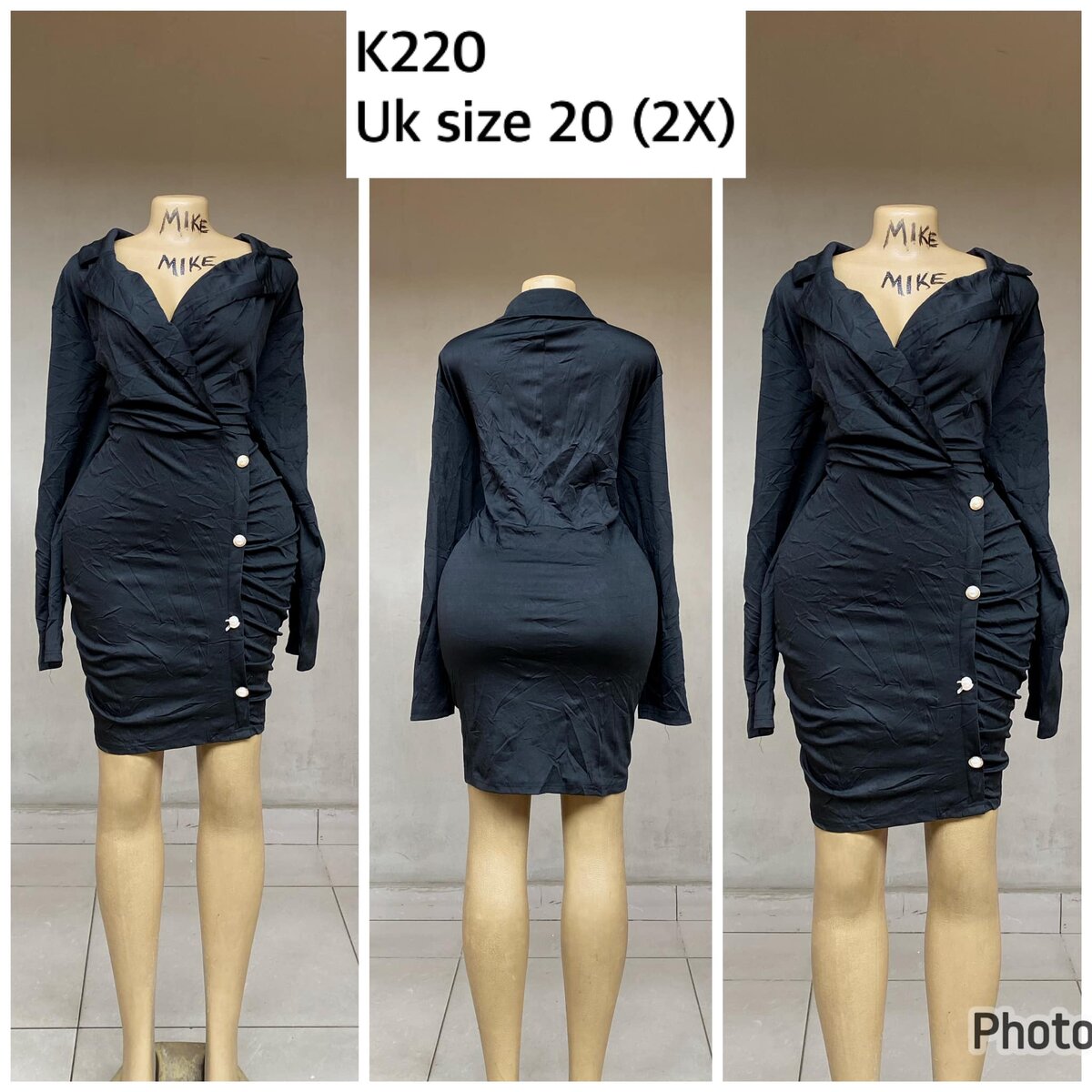 black short robe dress