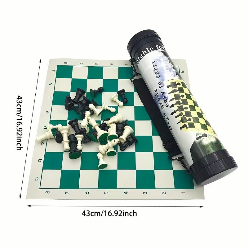 Outdoor Travel Portable Chess Set Barrel Folding Chessboard