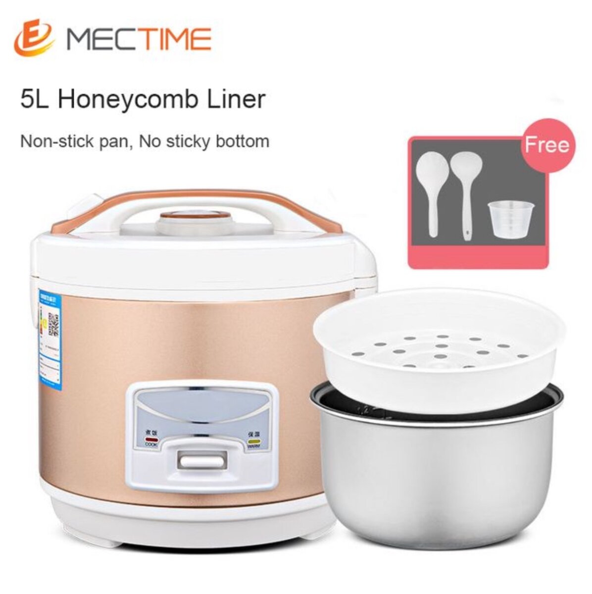 5L - 900W - Multifunctional Smart Rice Cooker With Steamer