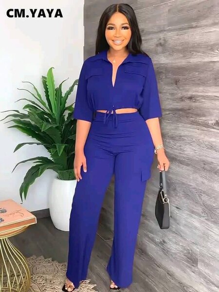 Ensemble Pantalon Bleu Élégant