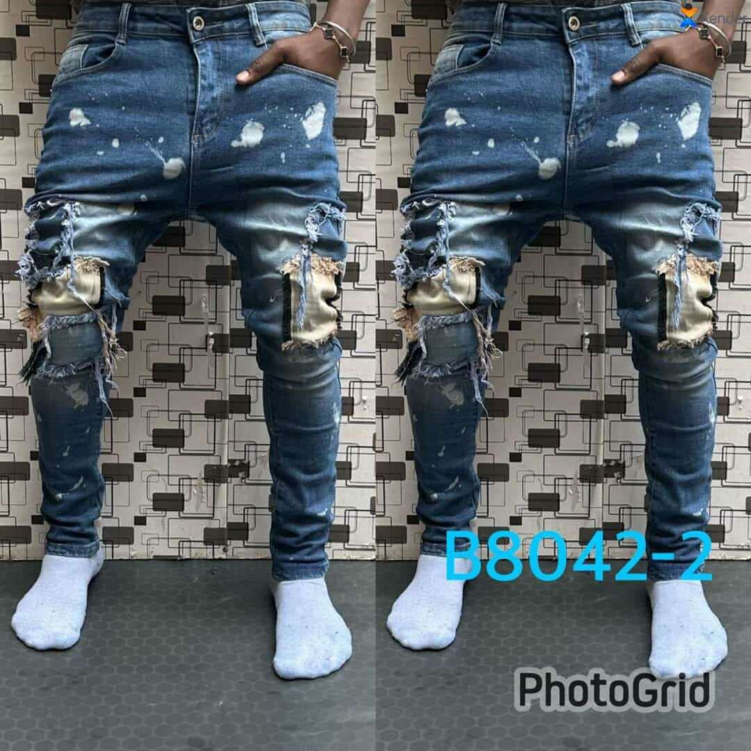 Jeans bleu et blanc sal