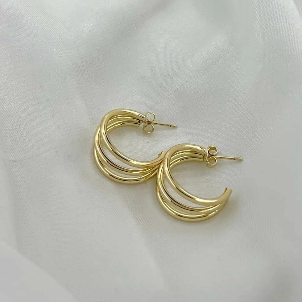 Layer semi Ss hoops earrings