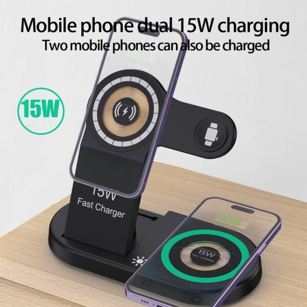 4-IN-1 MULTIFUNCTION MAGNETIC WIRELESS CHARGER - BLACK