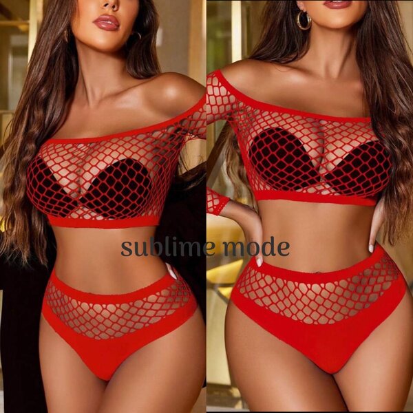 Ensemble de bikini en maille rouge