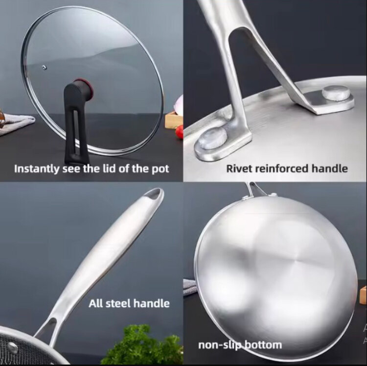 Poêle antiadhésive en acier inoxydable