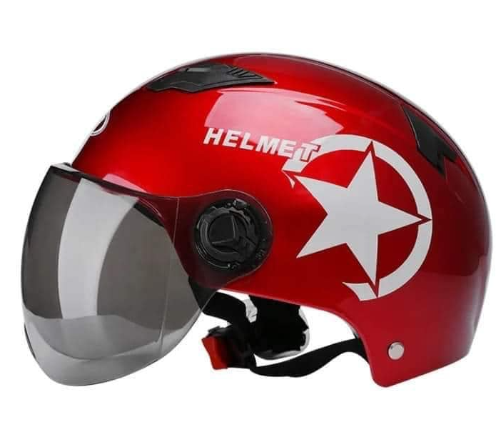 Équipement de moto, casque de moto imprimé "Helmet", couleur rouge