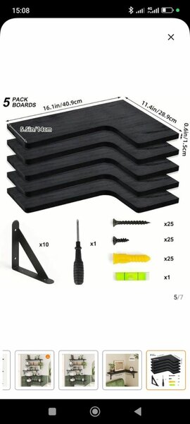 Étagères Murales en Bois - 5 Pièces