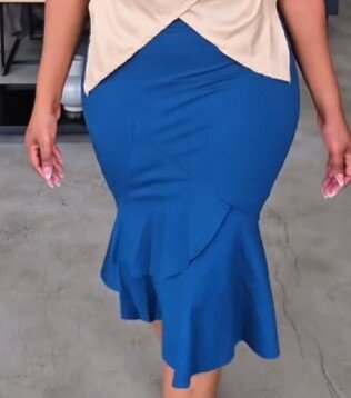 blue skirt with folds