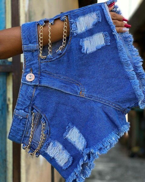 Shorts en jean avec chaînes