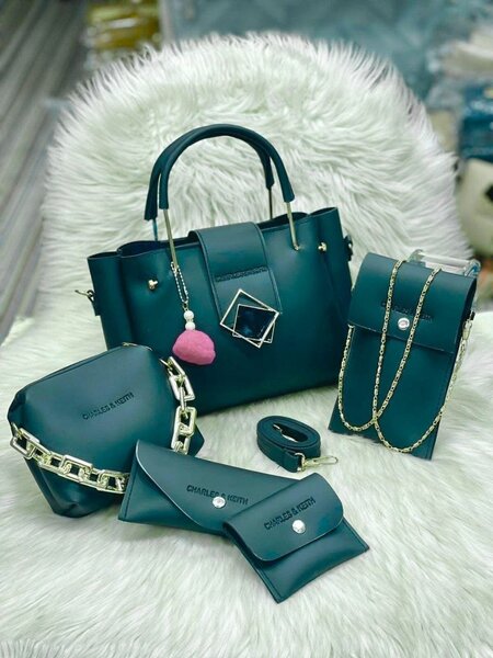 Stylish Women's Leather Hand Bag Set - 5 Pcs