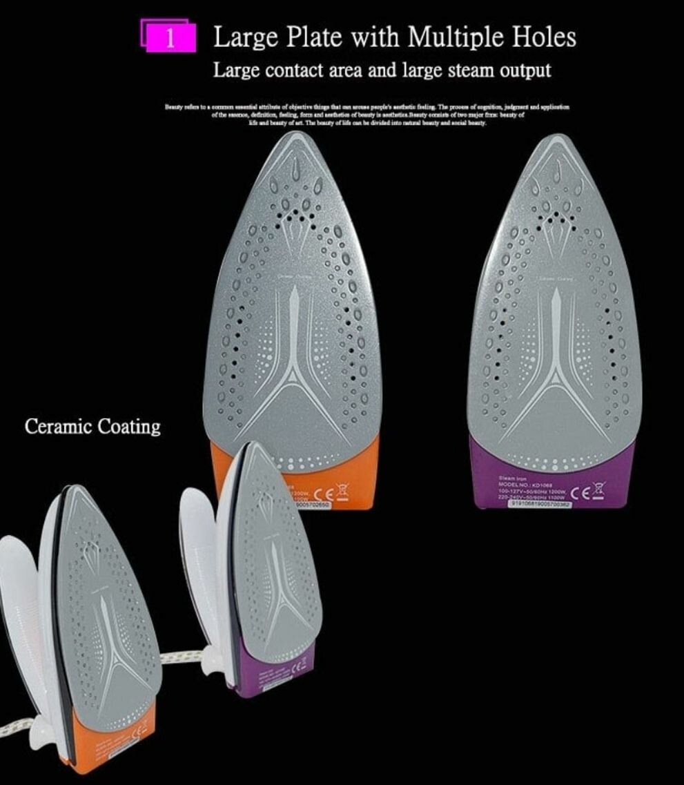 1200W 100-240V MINI TRAVEL STEAM IRON CERAMIC COATING PLATE