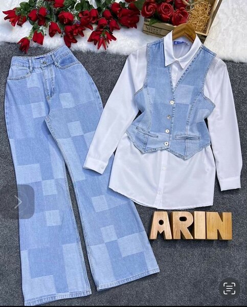 Ensemble denim élégant femme