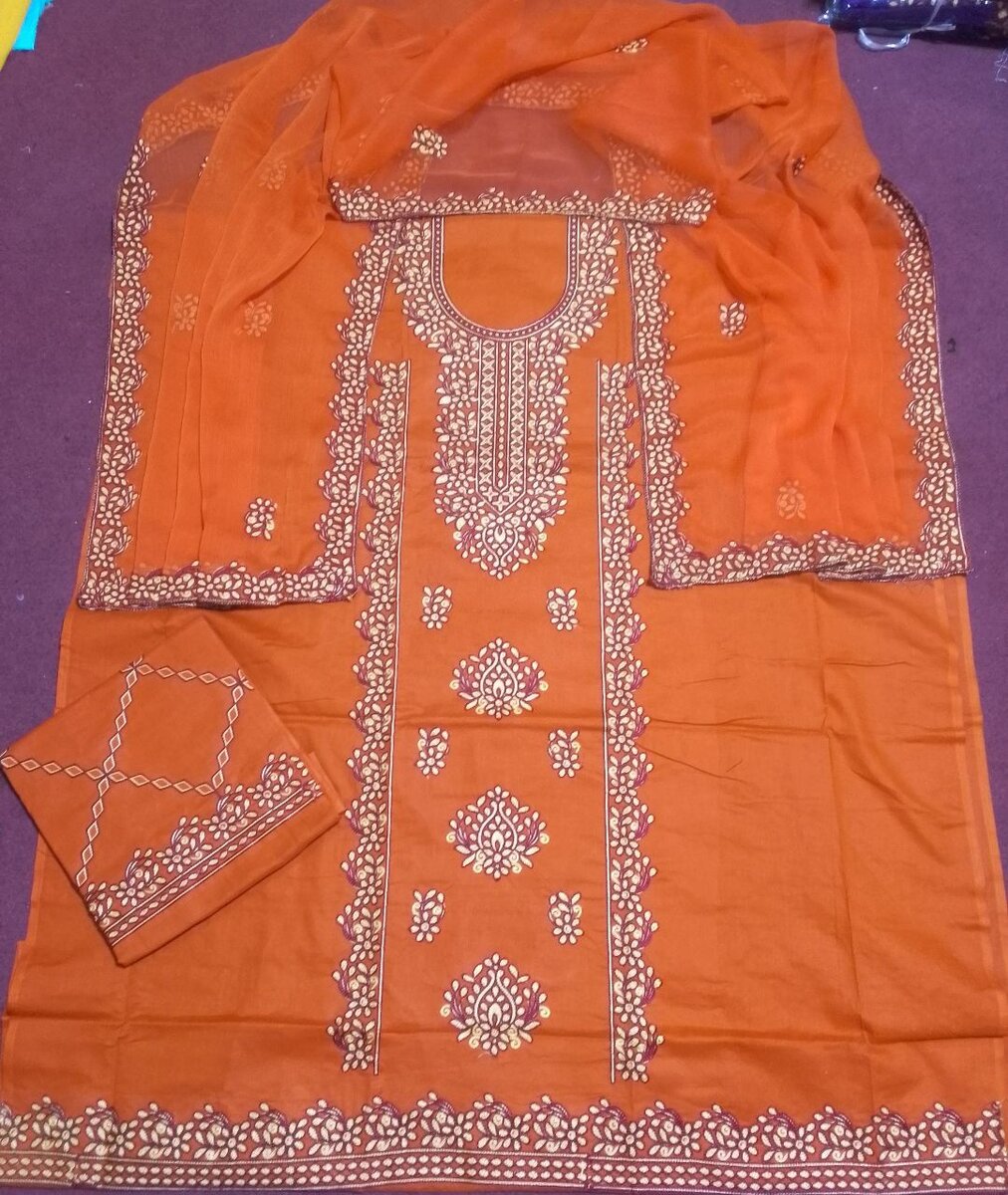 Cotton lawn 4side dupatta