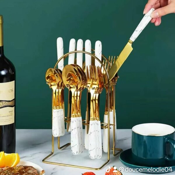 Ensemble 24 Pièces Couvert Or