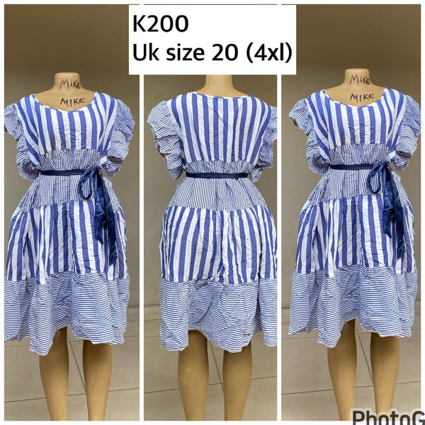 blue striped dress