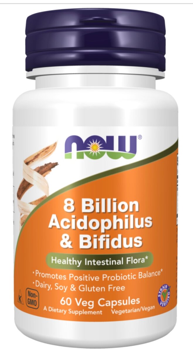 NOW 8 BILLION ACIDOPHILUS & BIFIDUS CAPSULES 60,s