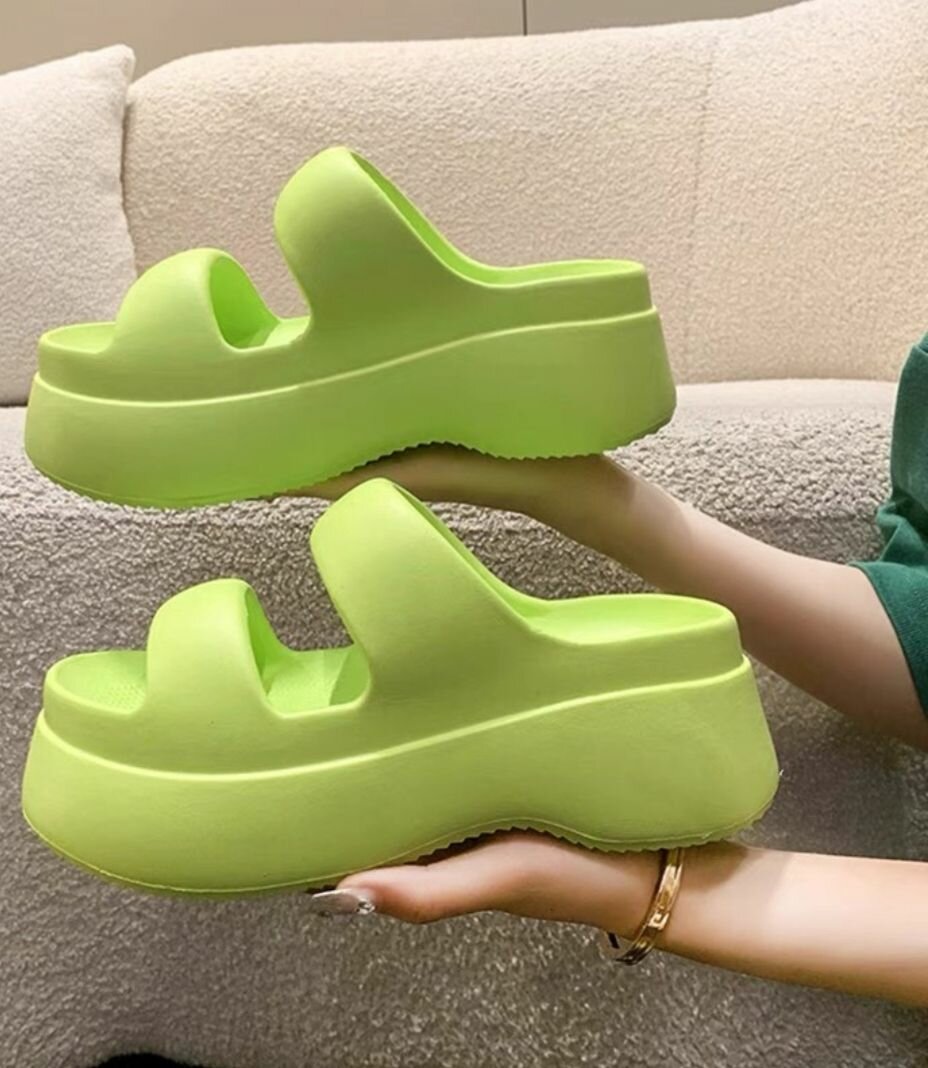 Sandales plateformes vertes fluo