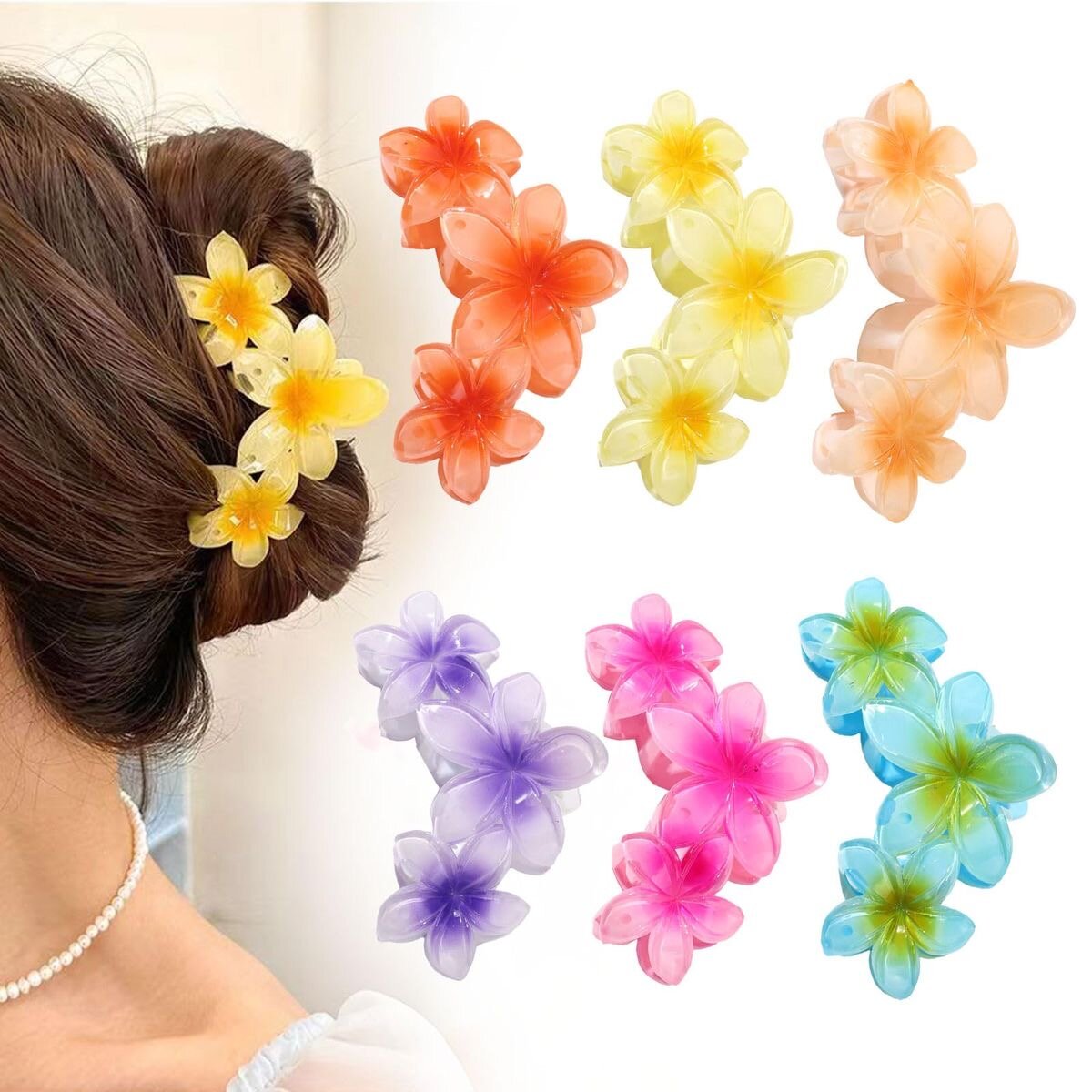 Pinces à cheveux fleurs colorées