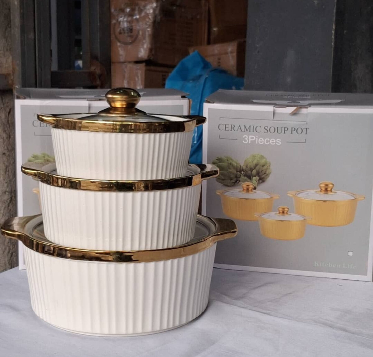 Set de casseroles en céramique 3 pièces
