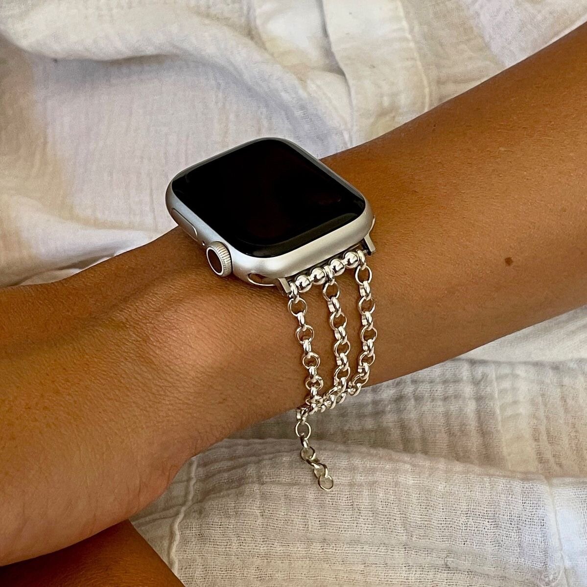Luxury silver Apple Watch chain bracelet iwatch band jewelr